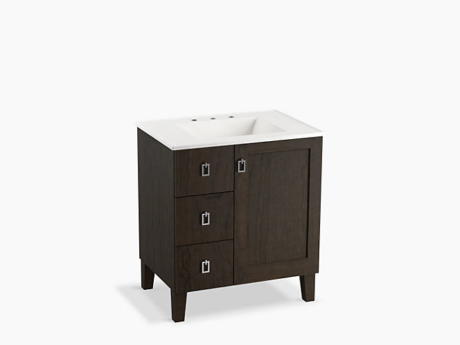 K 99530 Lgl Poplin 30 Inch Vanity With Legs 1 Door 3 Drawers